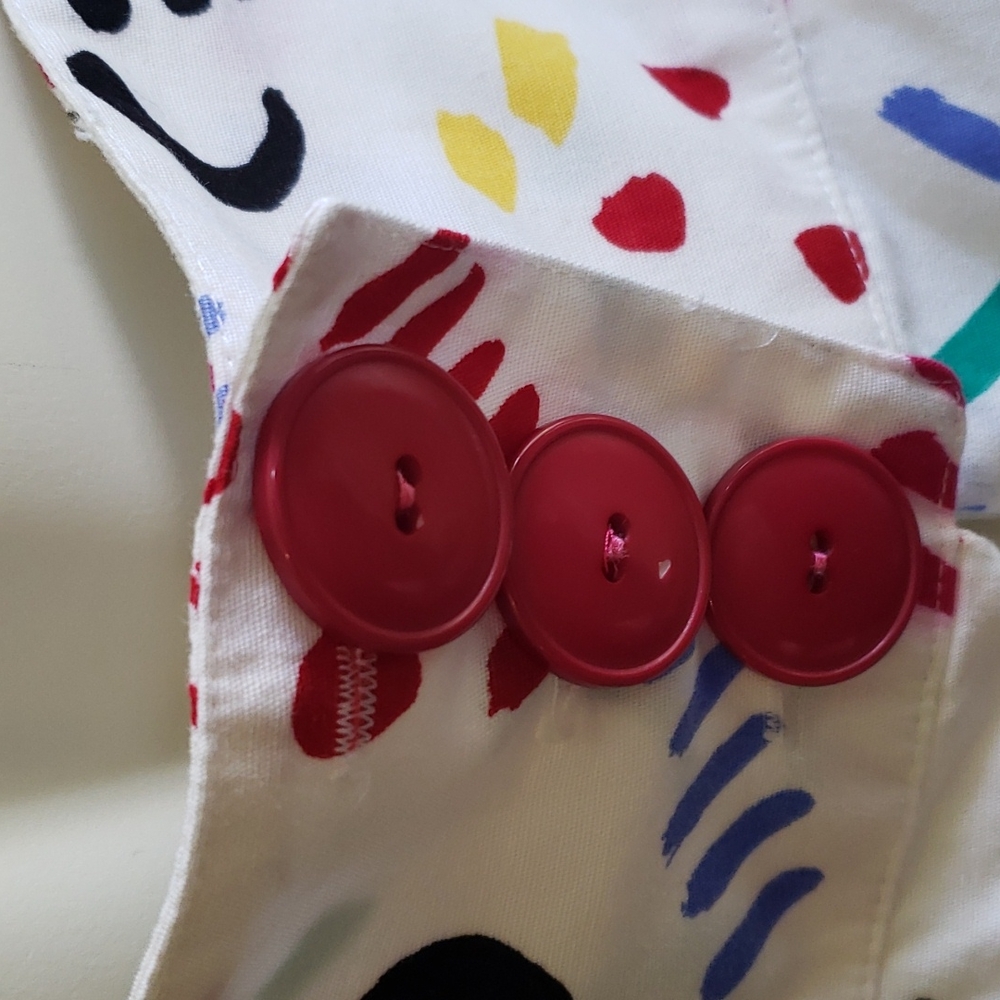 VINTAGE SUNDRESS Geary Roark Kamisoto. Size 10. White with multicolored pattern. - Picture 6 of 13
